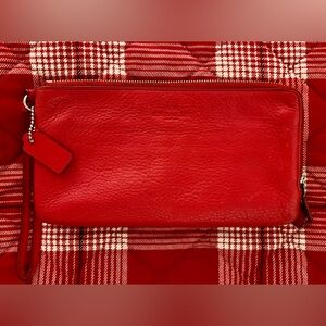 Coach Red Leather Clutch Wristlet Mini Coach Bag, All Red Leather.